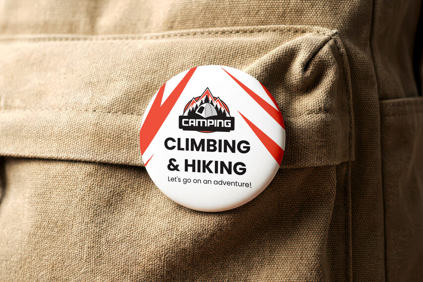 Camping round custom pin button