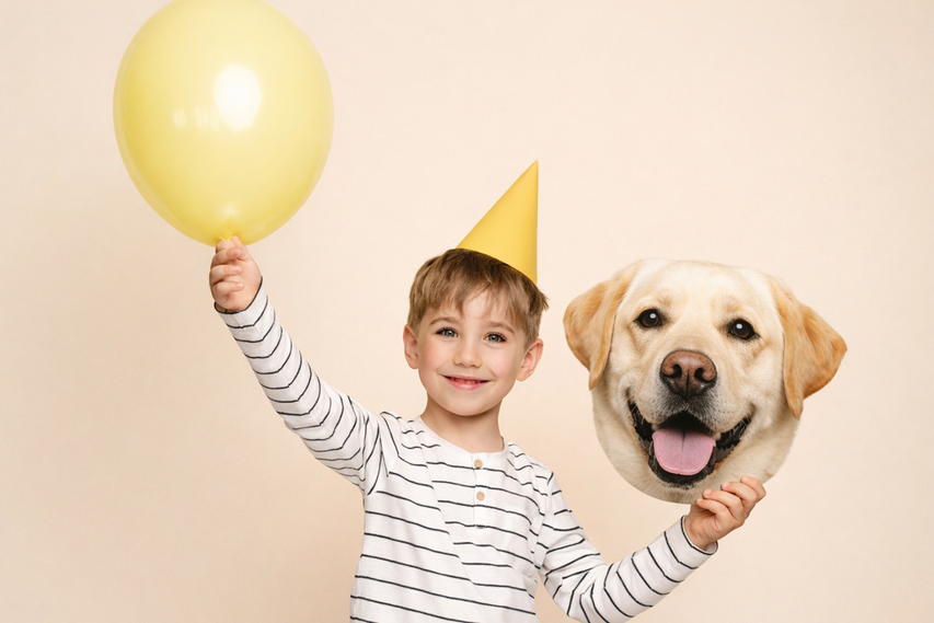 Child with Dog Head Cutout