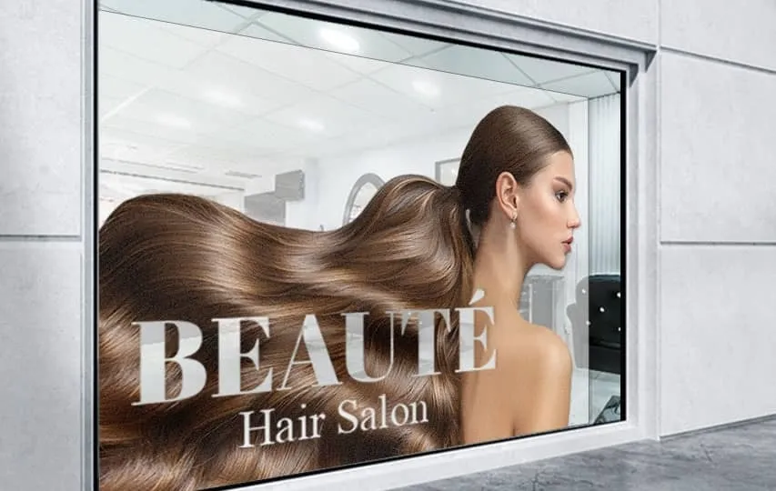Clear salon window decal