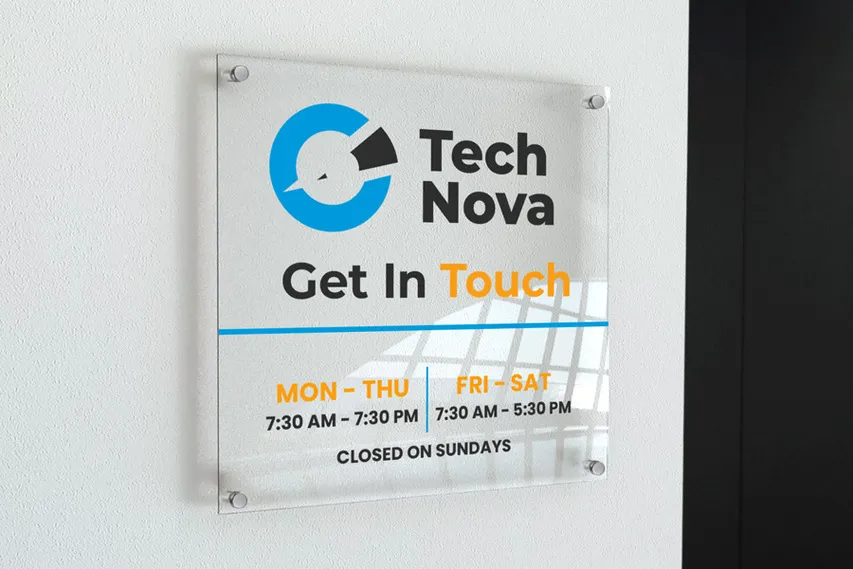 Clear Wall Mounted Acrylic Business Sign