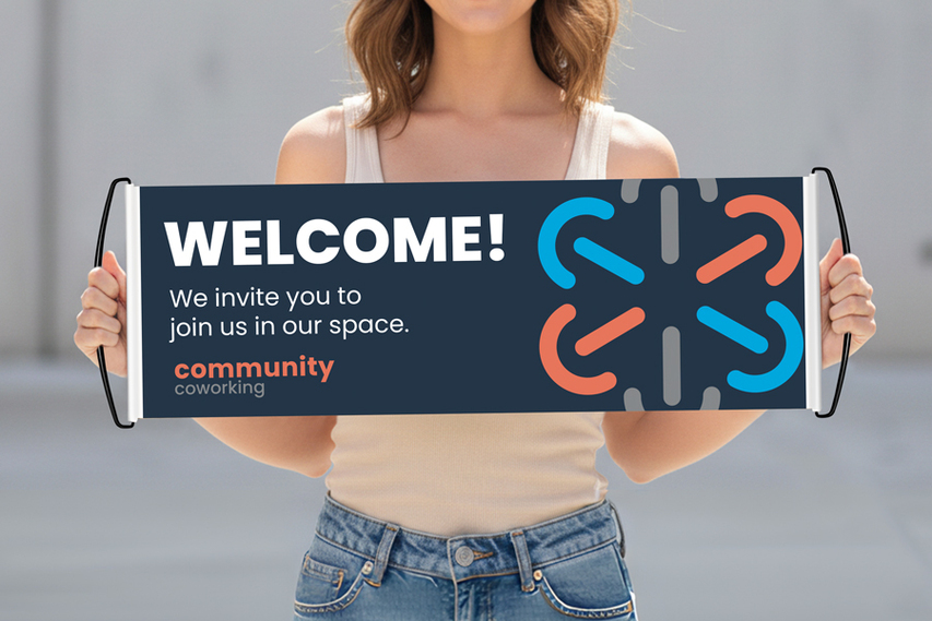Community Coworking Hand Banner