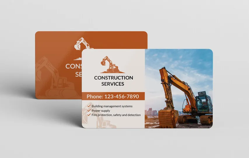 Construction Services Plastic Business Cards