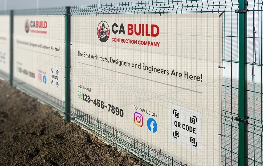 Construction site mesh banner