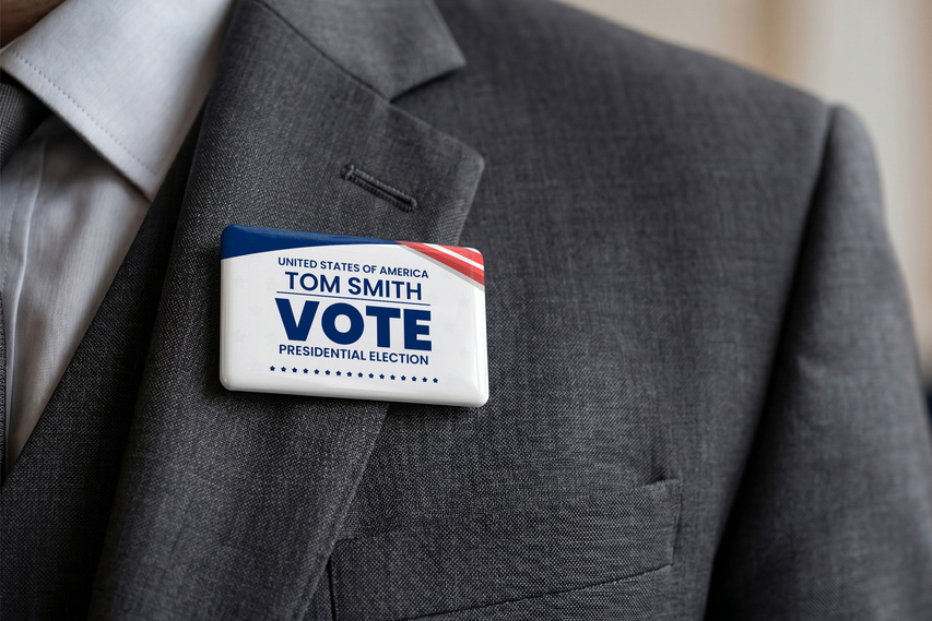 Custom rectangle pin button for elections
