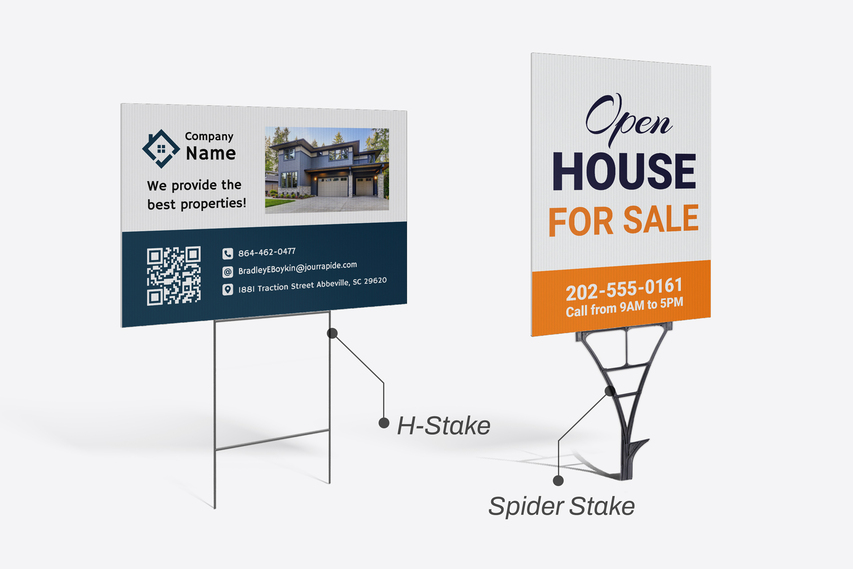 Different yard sign stakes