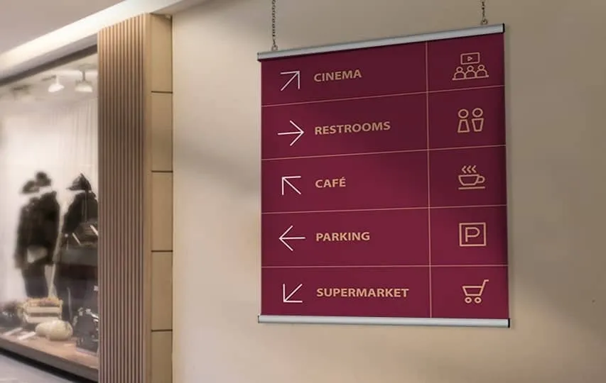 Directional snap hanging poster