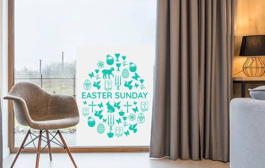 Easter sunday home window decal