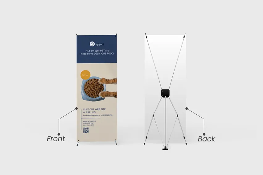 Front and Back of X Stand Banners
