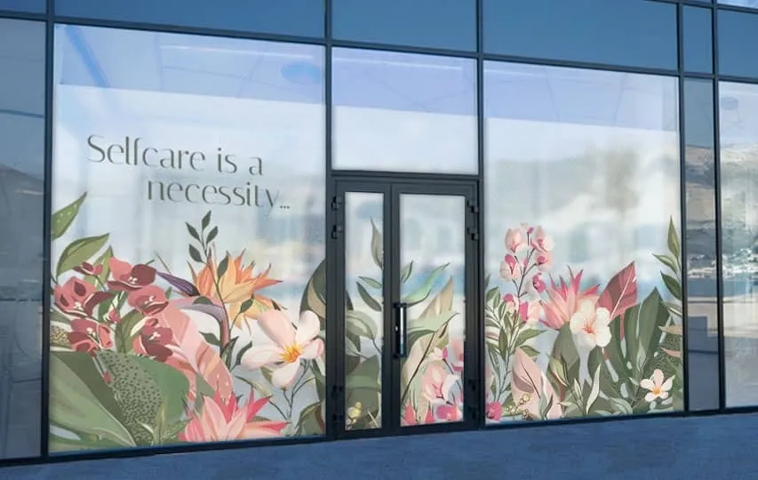 Frosted salon window decal