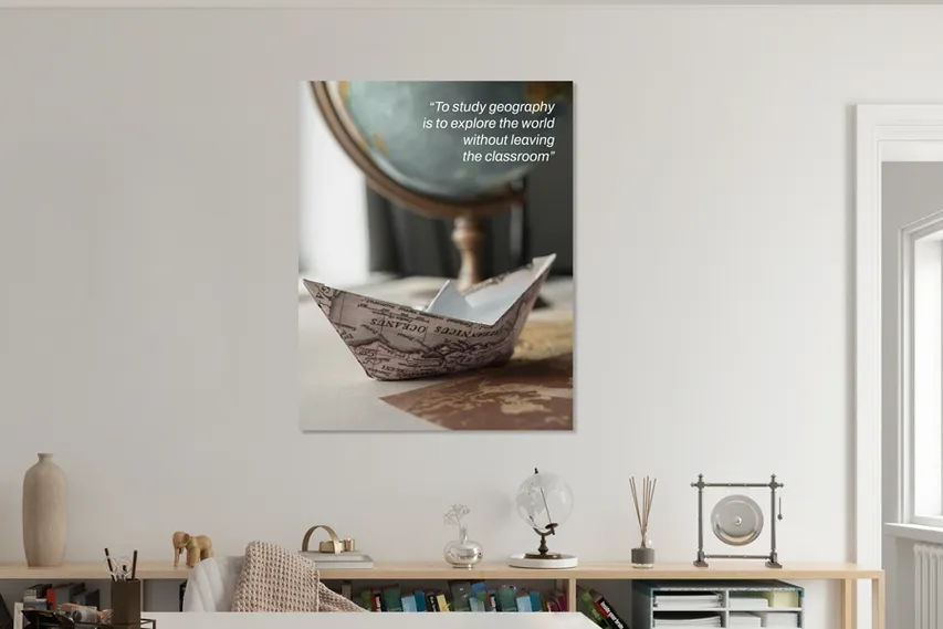 Geography Quote Wrapped Canvas Print