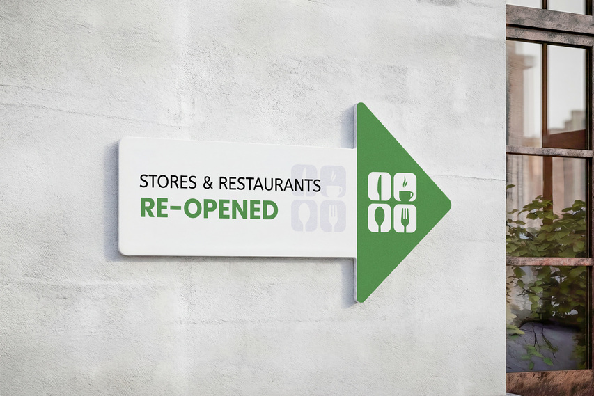 Green And White Directional PVC Sign
