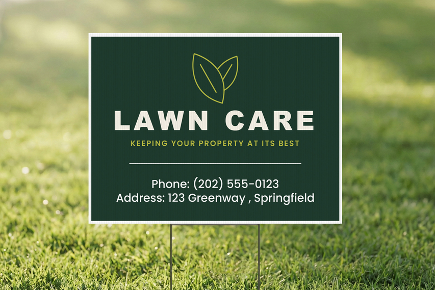Green Lawn Care Yard Sign