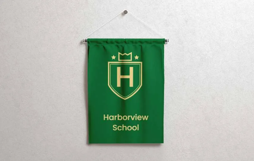 Green school pole flag