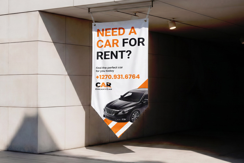 Large pennant banner for auto dealership
