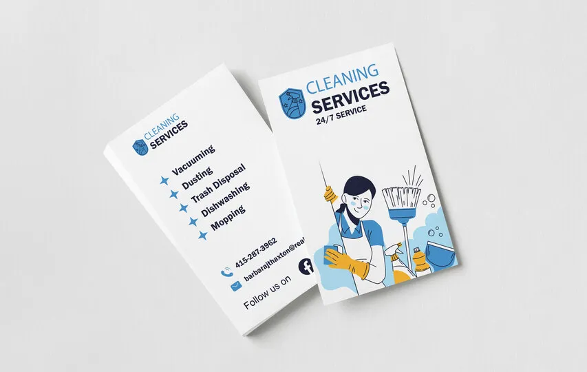 Listed Services Cleaning Business Cards
