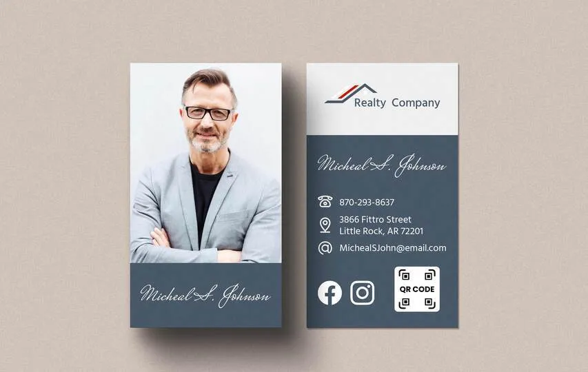 Male Headshot Realtor Business Cards
