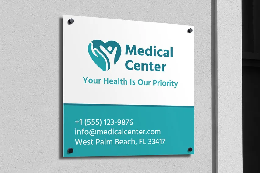 Medical Center Green and White Aluminum Sign
