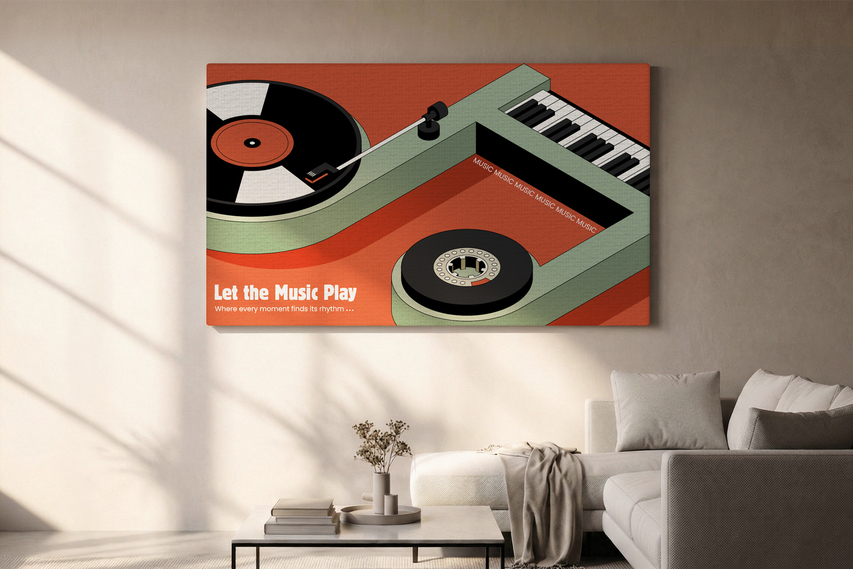 Music Themed Living Room Decor on Canvas