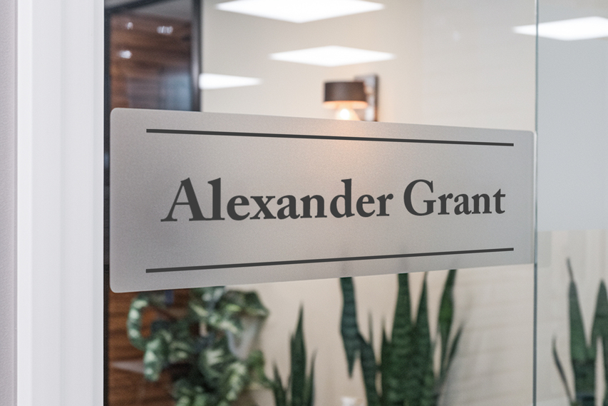 Office Nameplate in Frosted Acrylic