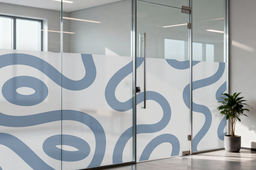 Office Privacy Film With Curve Patterns