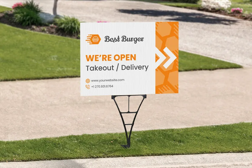 Open Burger Joint Yard Sign