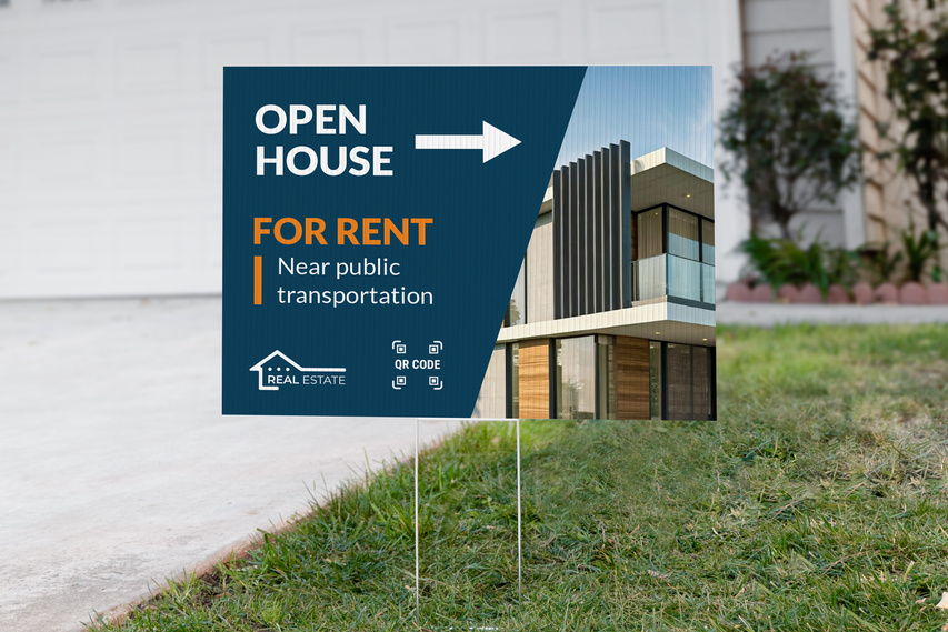 Open House For Rent Yard Sign