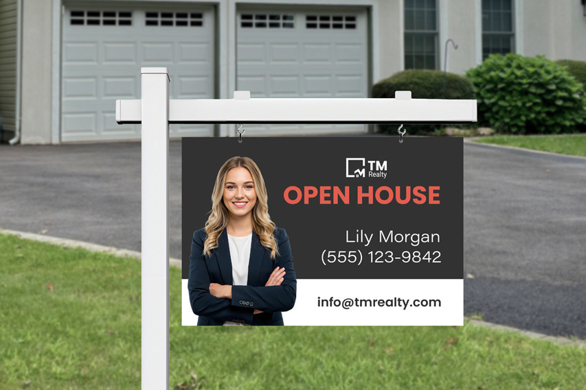 Open House Realtor Headshot Sign Post