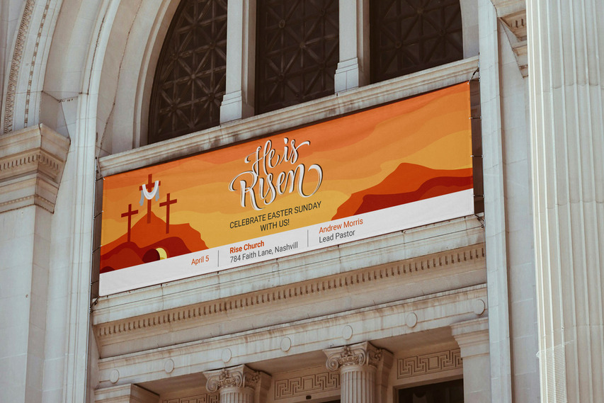 Orange Spiritual Themed Fabric Banner