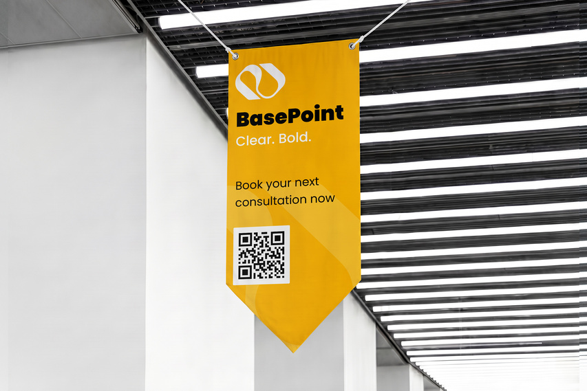 Orange trade show pennant banner