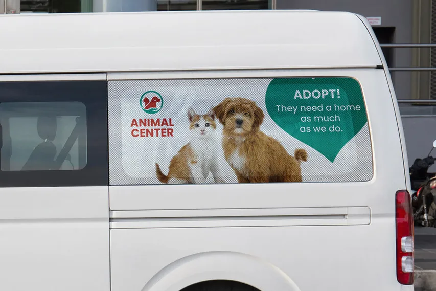 Perforated Car Decal For Animal Center