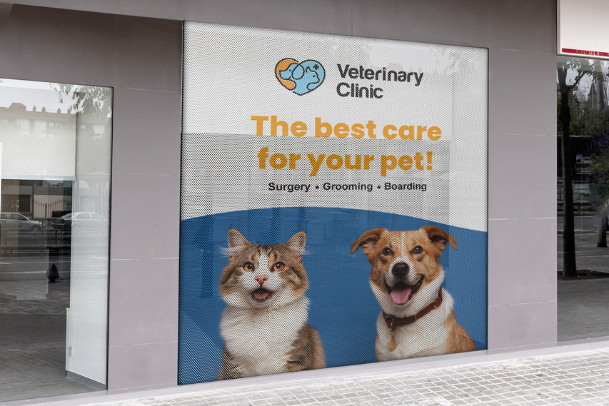 Perforated Window Decal for Pet Clinic
