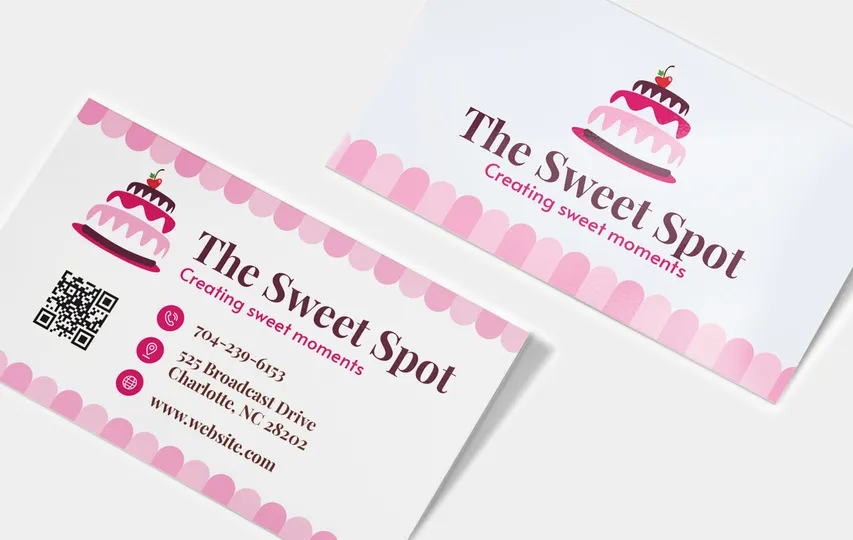 Pink Dessert Branding Bakery Business Cards