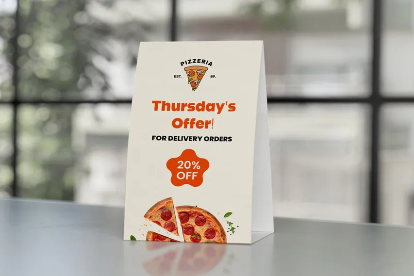 Pizza Delivery Discount Table Tent