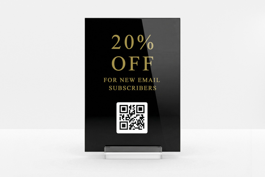 Promotional black acrylic table sign