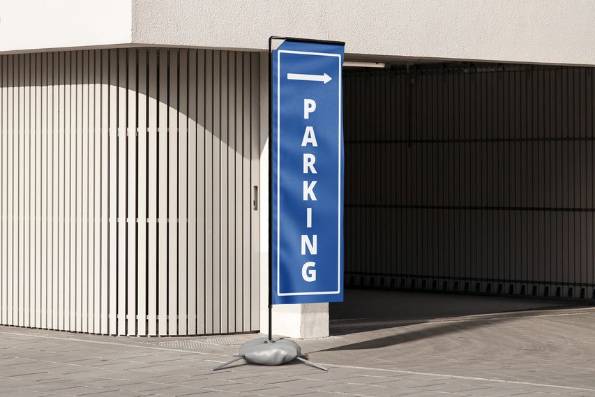Rectangle Flag Directing to Parking Lot