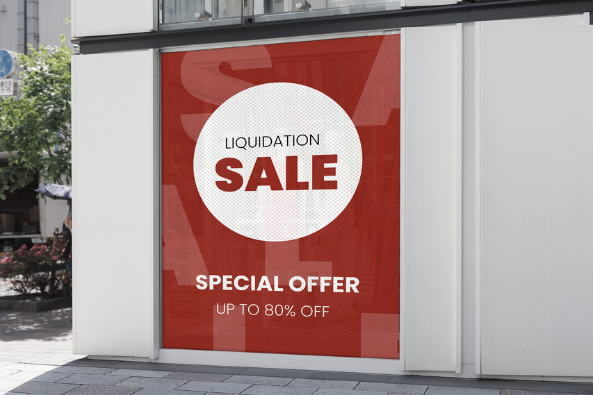 Red Liquidation Sale Perforated Window Decal