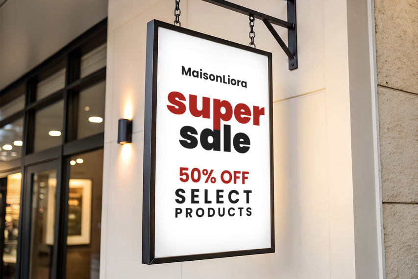 Retail sale advertising translucent poster