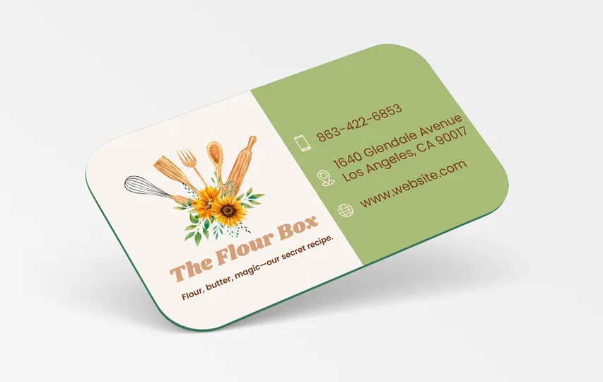 Rounded Green Bakery Business Cards