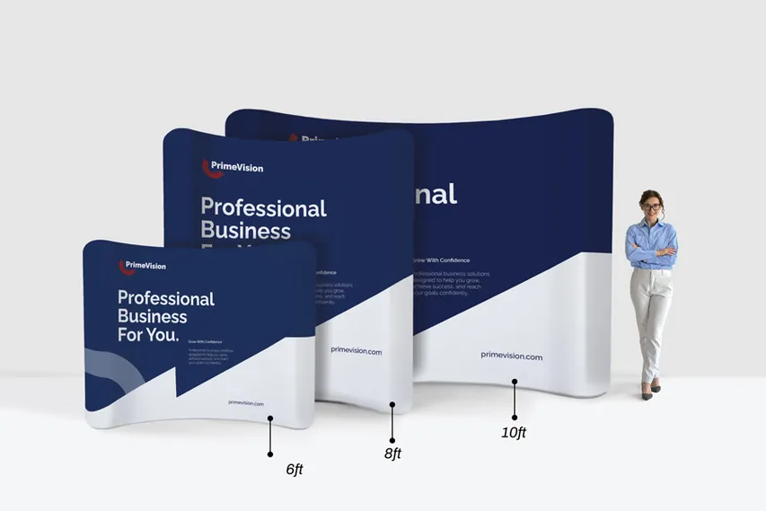 Sizes Curved Tension Fabric Displays