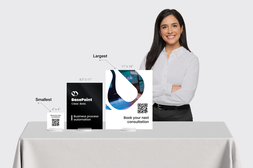 Sizes of acrylic tabletop signs