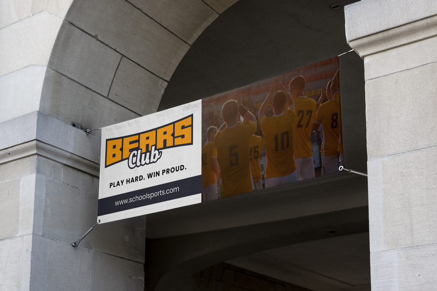 Soccer banner with team support slogan