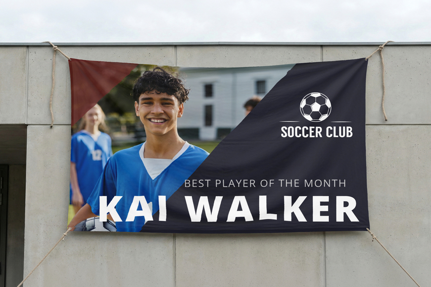 Soccer club banner for player recognition