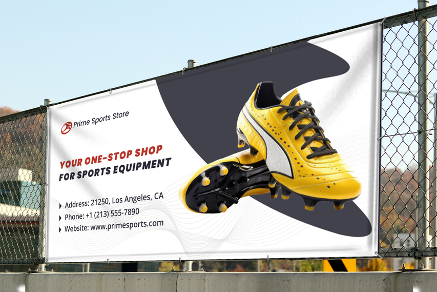 Sponsor promotions soccer banner on fence