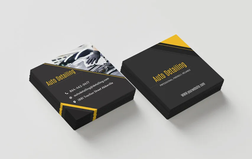Square Auto Detailing Business Cards