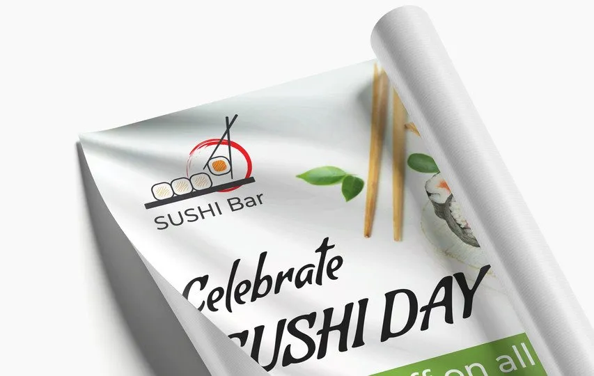 Sushi bar fabric banner
