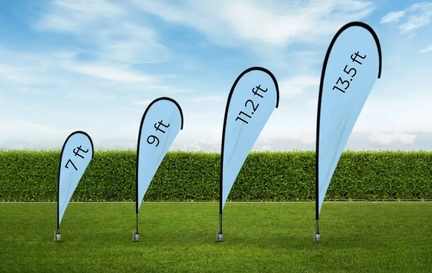 Teardrop flag sizes
