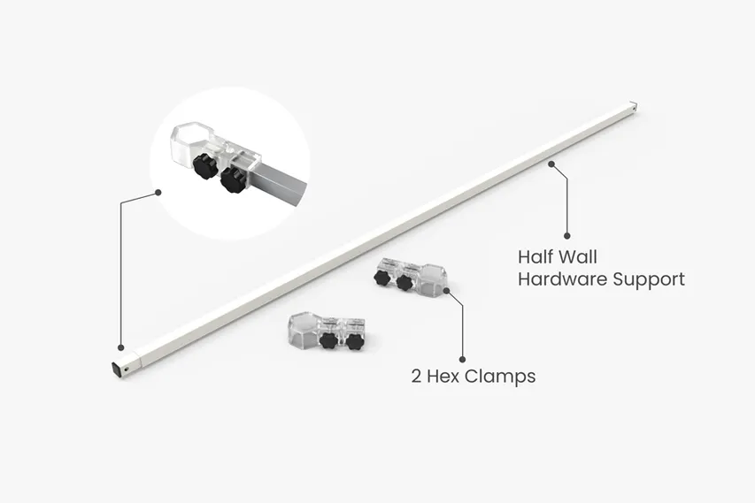 Tent half wall setup hardware