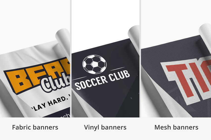 Three material types for soccer banners