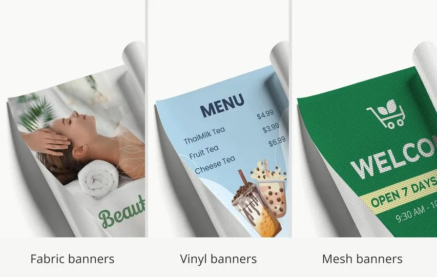 Three types of outdoor banners