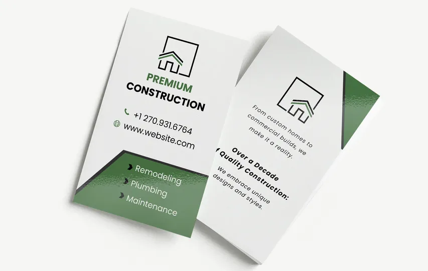 Vertical Logo Construction Business Cards